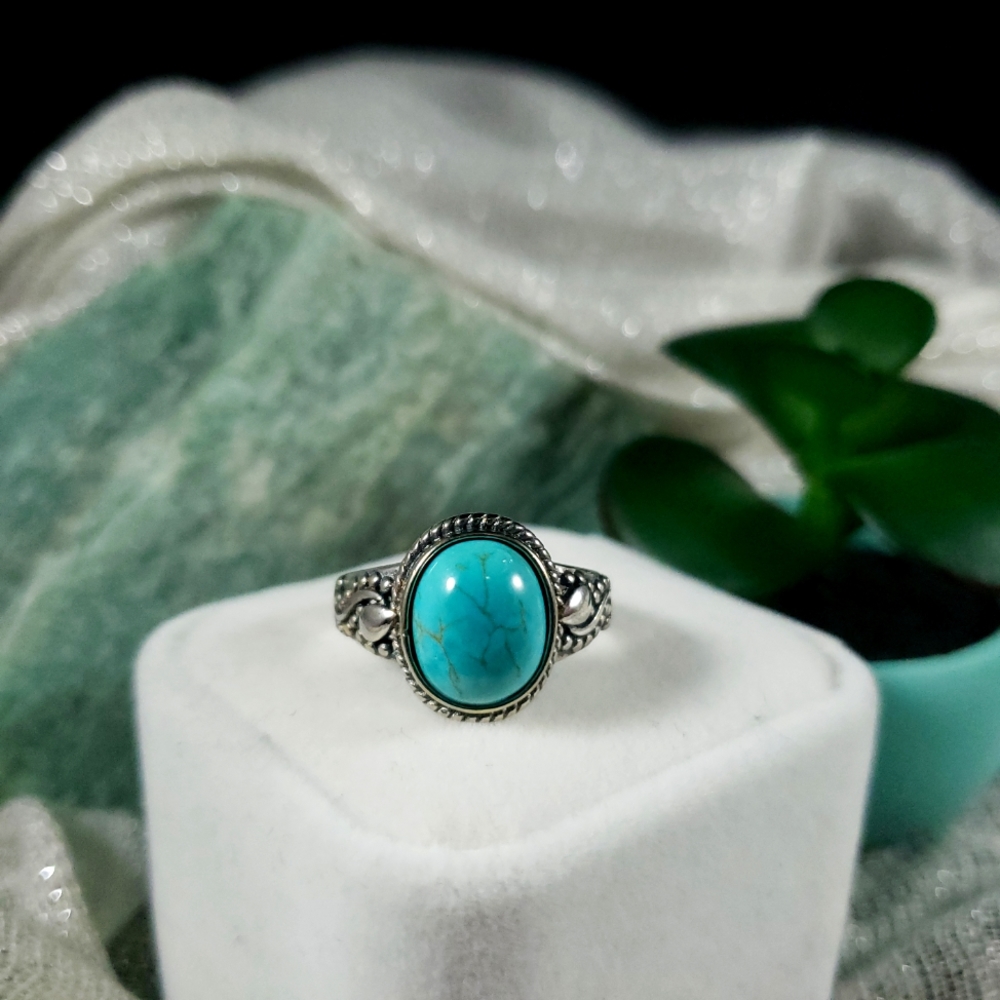 Multiple Sizes Turquoise Silver Ring - Picture 3 of 6